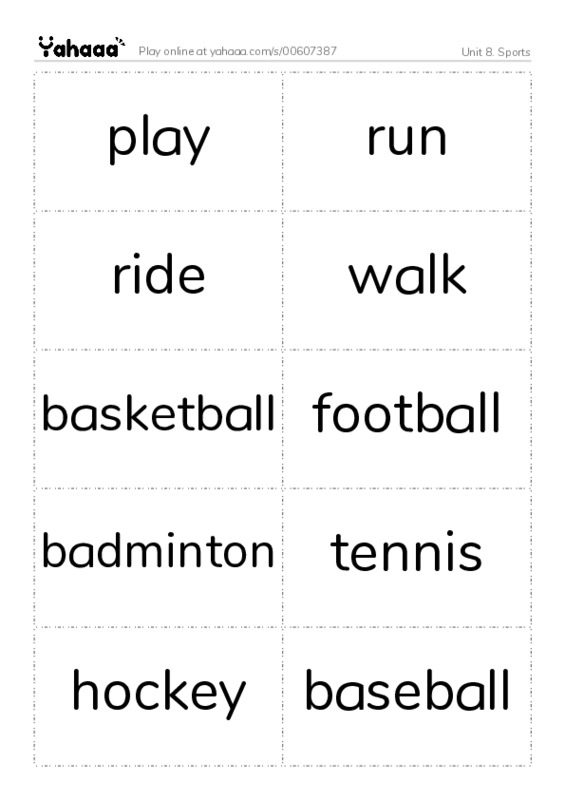 Unit 8. Sports PDF two columns flashcards