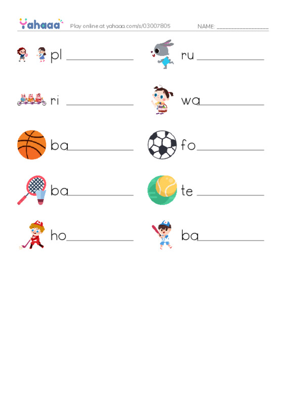 Unit 8. Sports PDF worksheet writing row