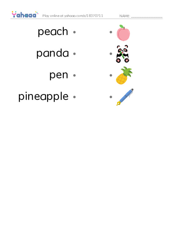Letter P PDF link match words worksheet