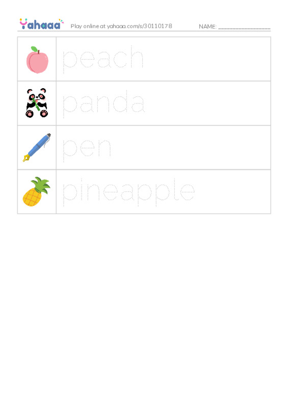 Letter P PDF one column image words