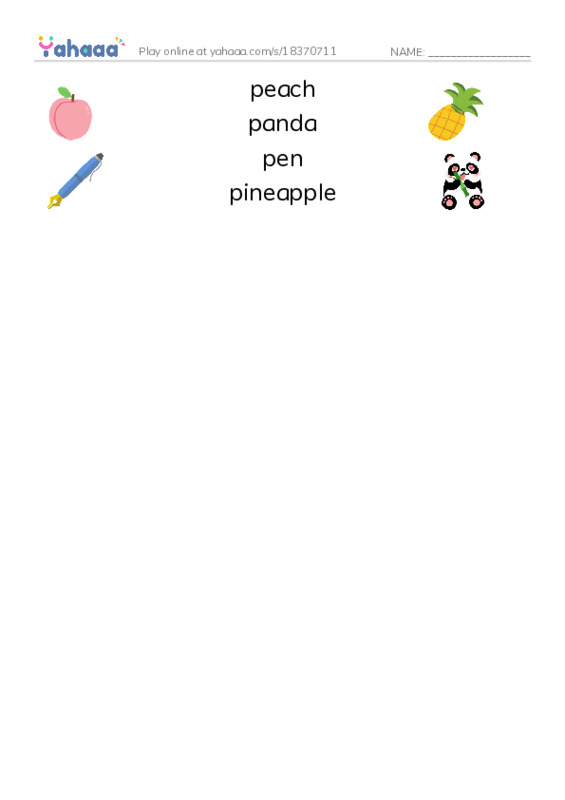 Letter P PDF three columns match words