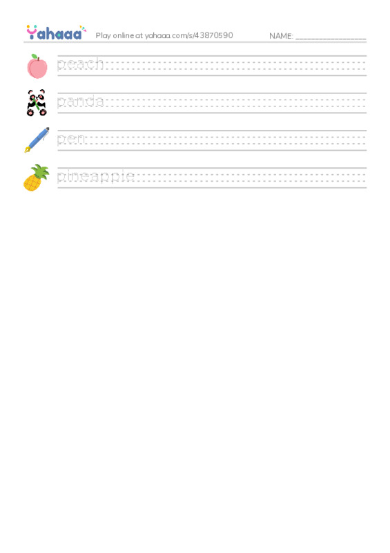 Letter P PDF write between the lines worksheet
