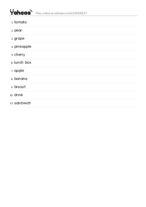School Food PDF words glossary