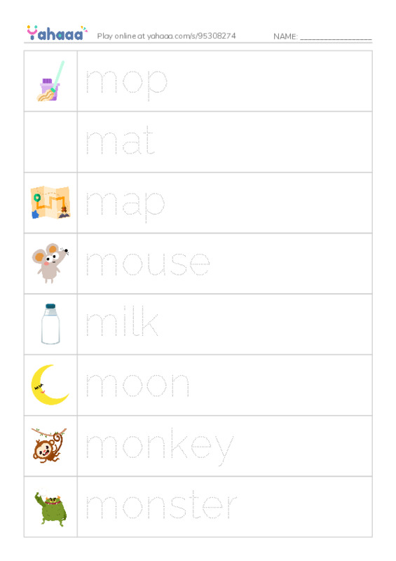 Words to pronounce M PDF one column image words