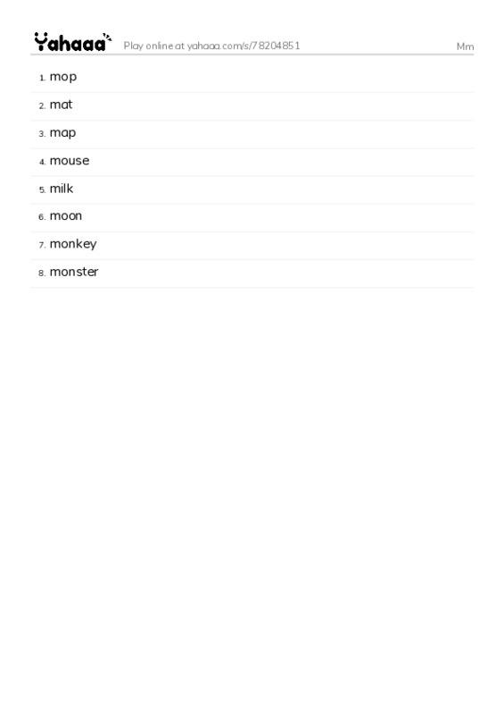 Words to pronounce M PDF words glossary