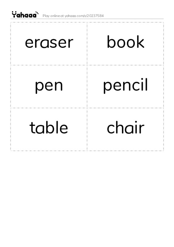 School items PDF two columns flashcards