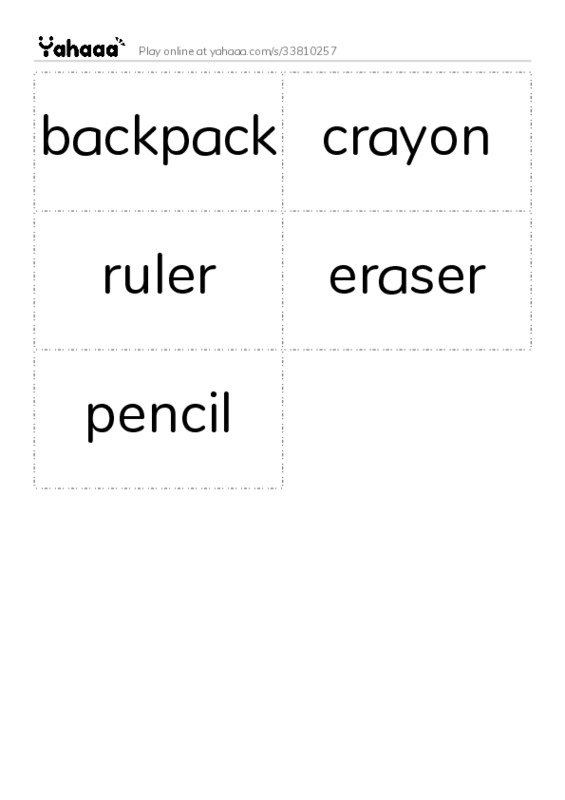 School items PDF two columns flashcards
