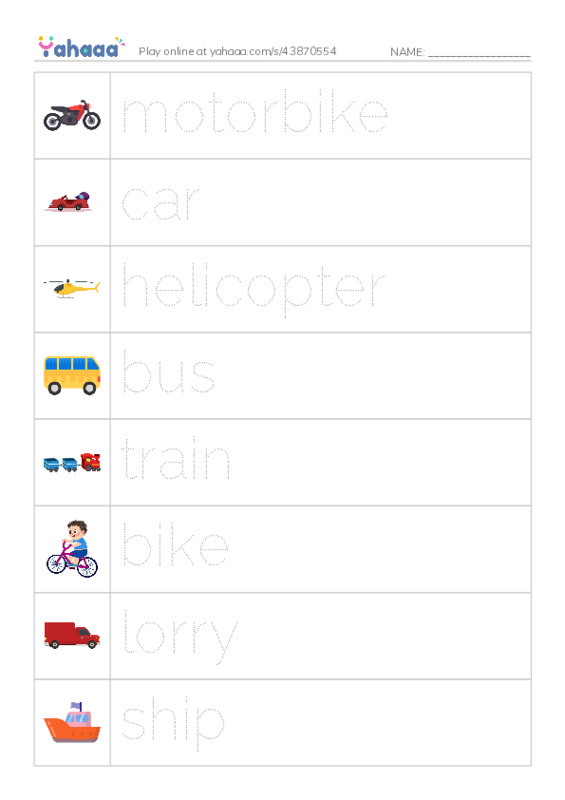 Unit 11. In the street PDF one column image words