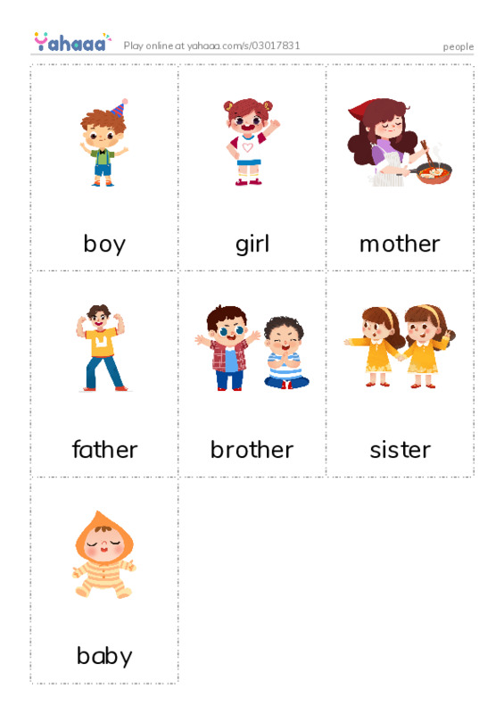 people PDF flaschards with images