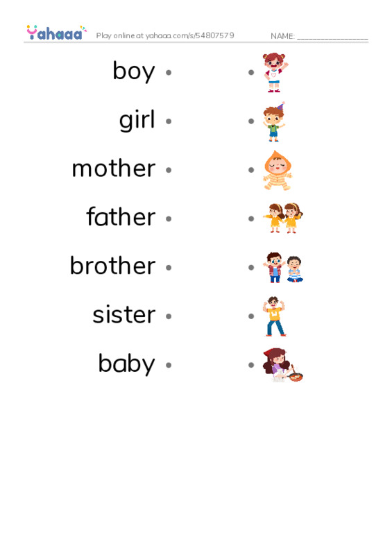 people PDF link match words worksheet