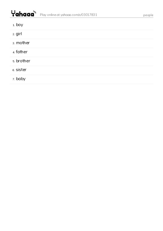 people PDF words glossary