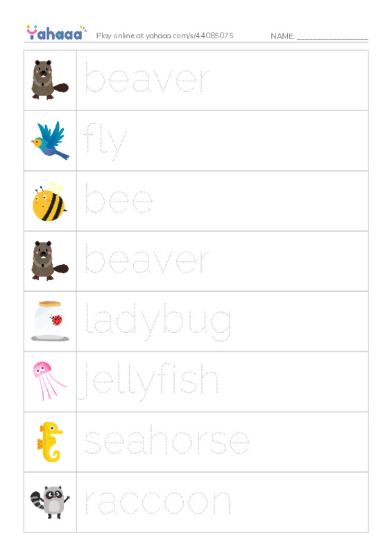 Animals  PDF one column image words