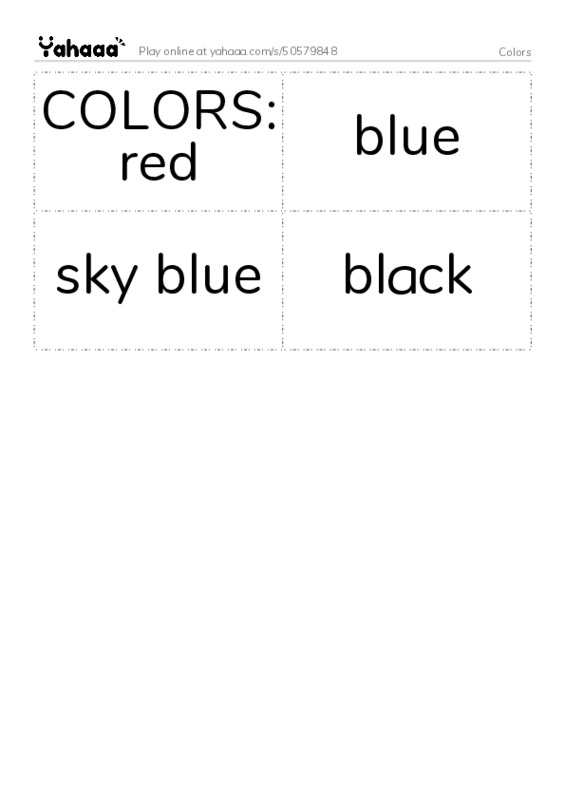 Colors PDF two columns flashcards