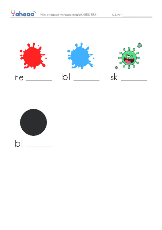 Colors PDF worksheet to fill in words gaps