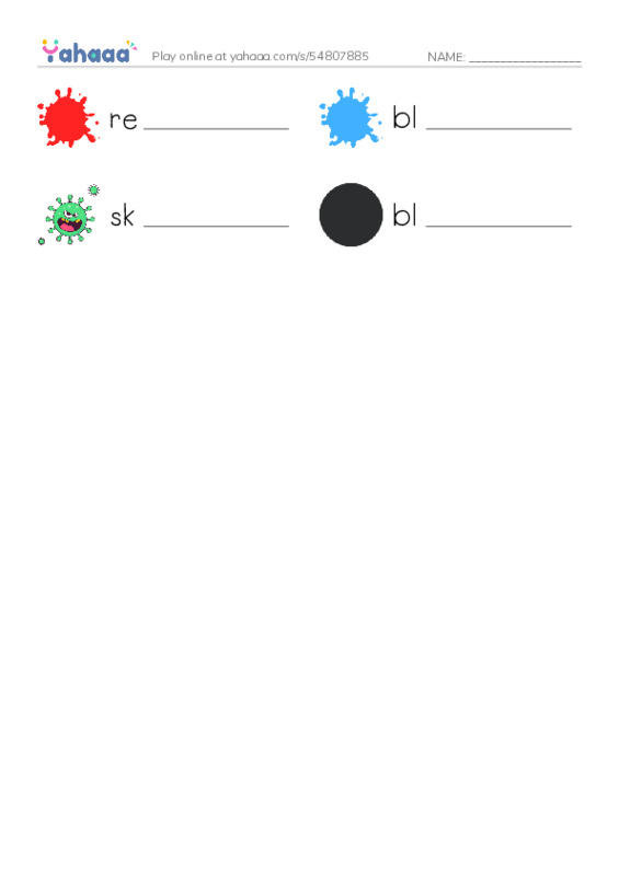 Colors PDF worksheet writing row