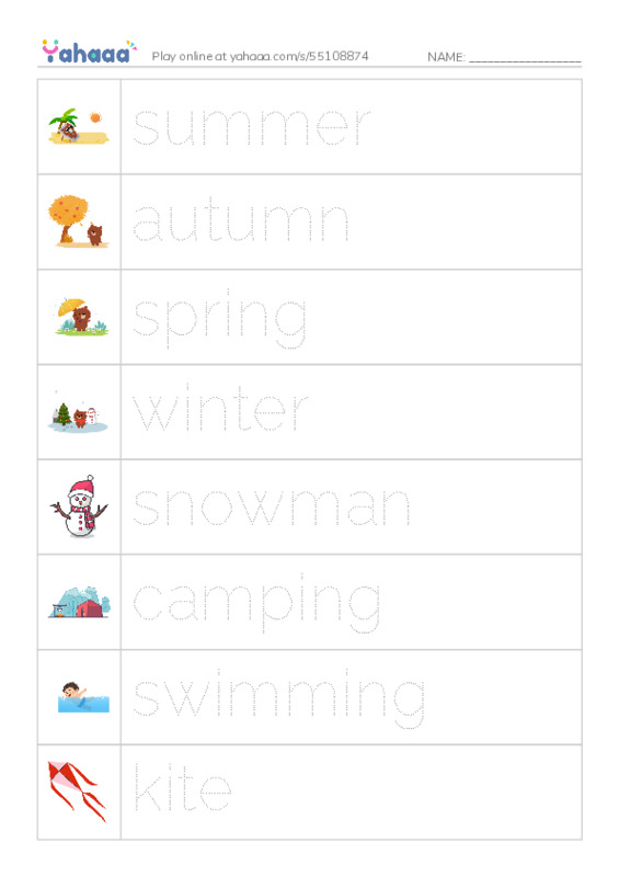 Seasons PDF one column image words