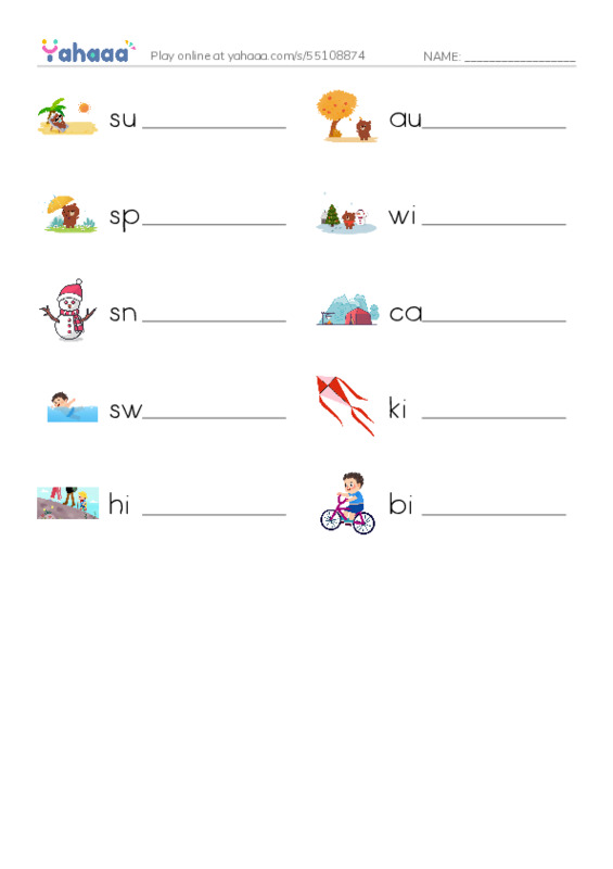 Seasons PDF worksheet writing row