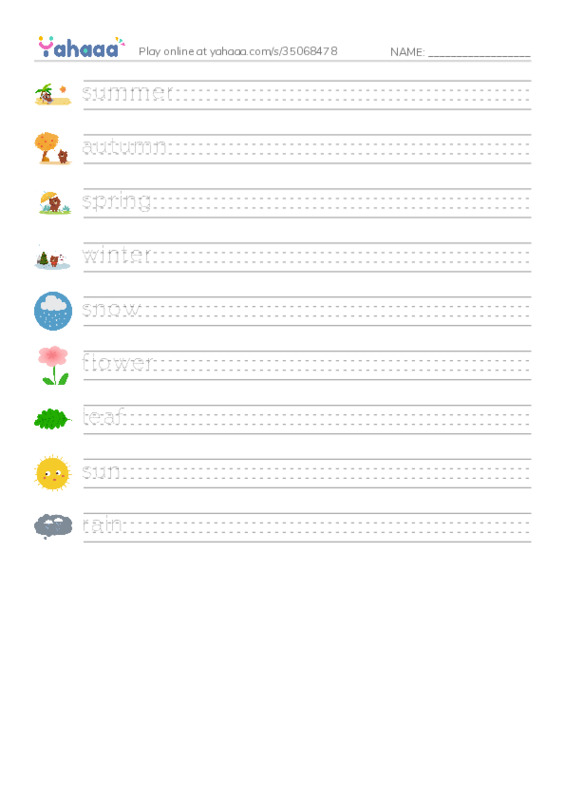 Seasons PDF write between the lines worksheet