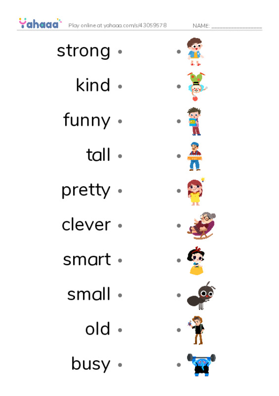 Adjectives  PDF link match words worksheet
