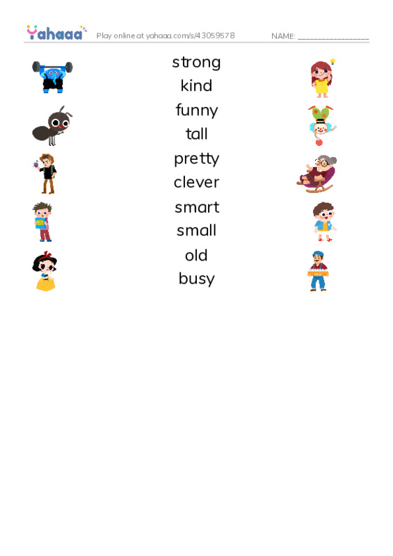 Adjectives  PDF three columns match words