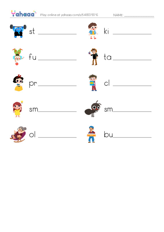 Adjectives  PDF worksheet writing row