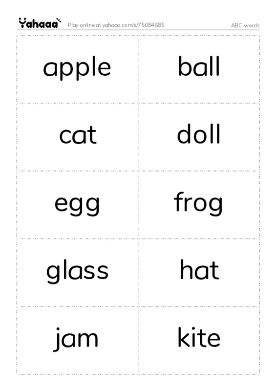 ABC words  PDF two columns flashcards