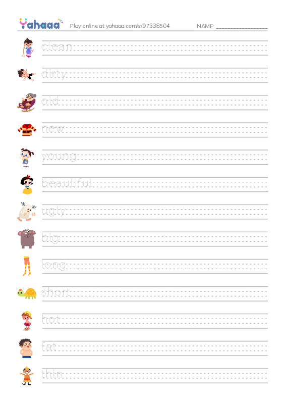 Adjectives -2 PDF write between the lines worksheet