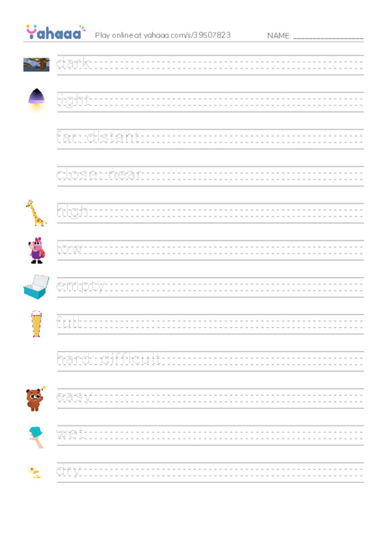 Adjectives 3 PDF write between the lines worksheet