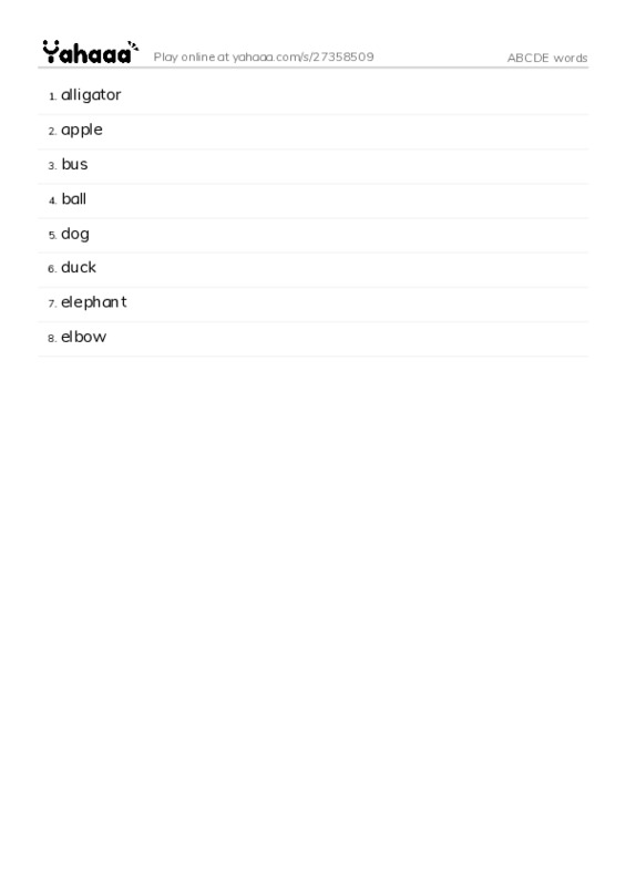 ABCDE words PDF words glossary