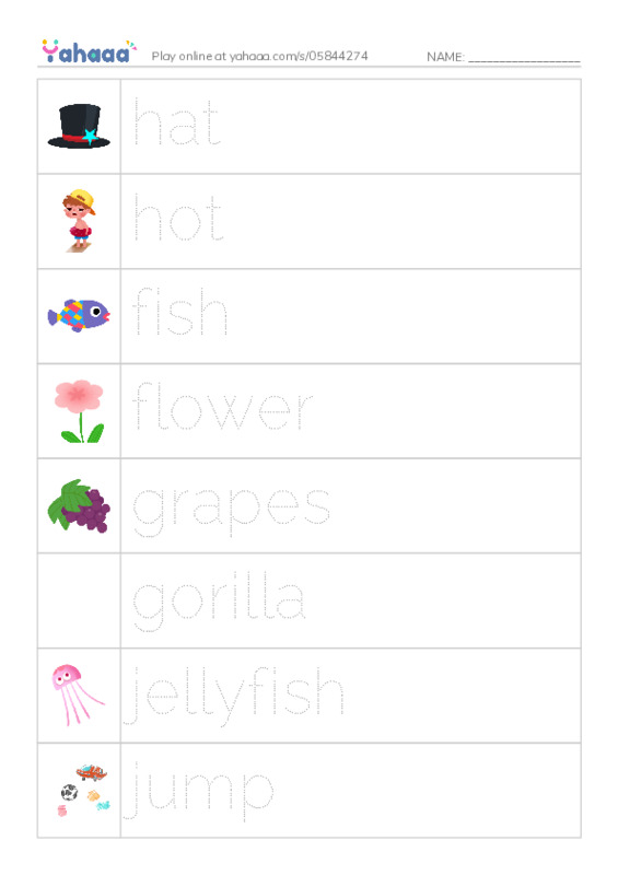 FGHIJ words PDF one column image words