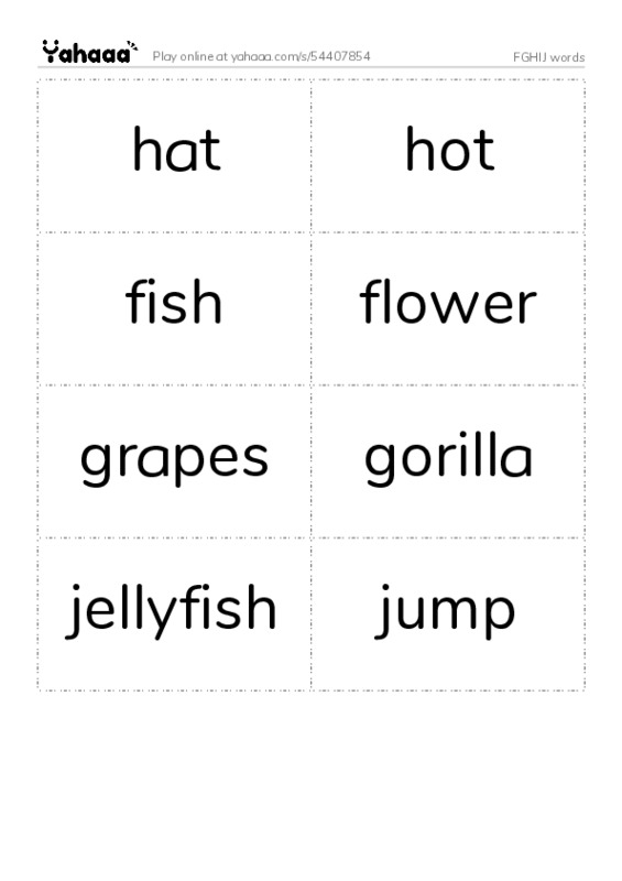 FGHIJ words PDF two columns flashcards