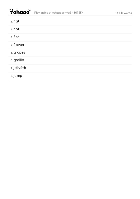 FGHIJ words PDF words glossary