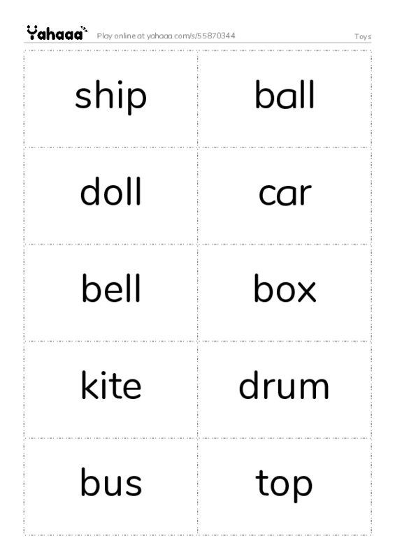 Toys PDF two columns flashcards