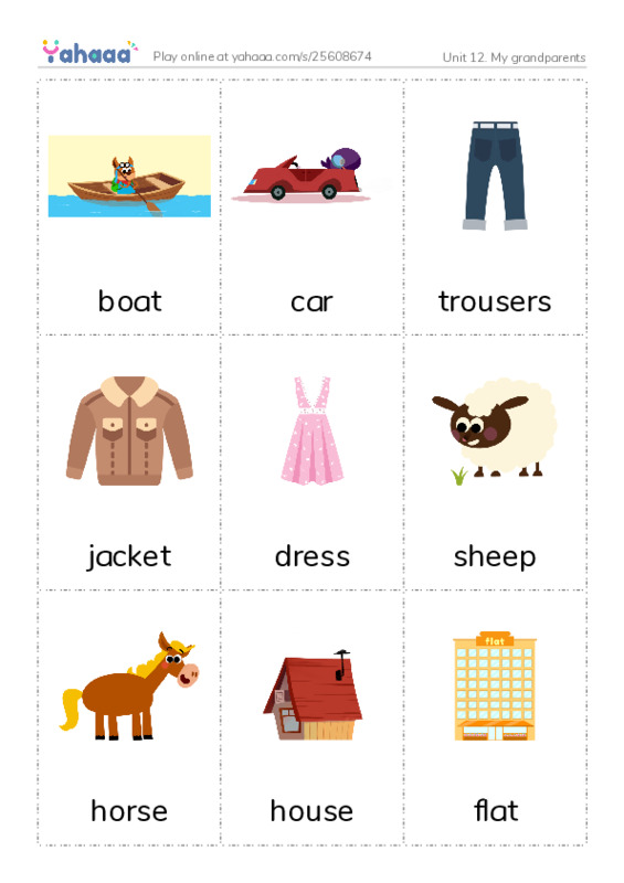 Unit 12. My grandparents PDF flaschards with images