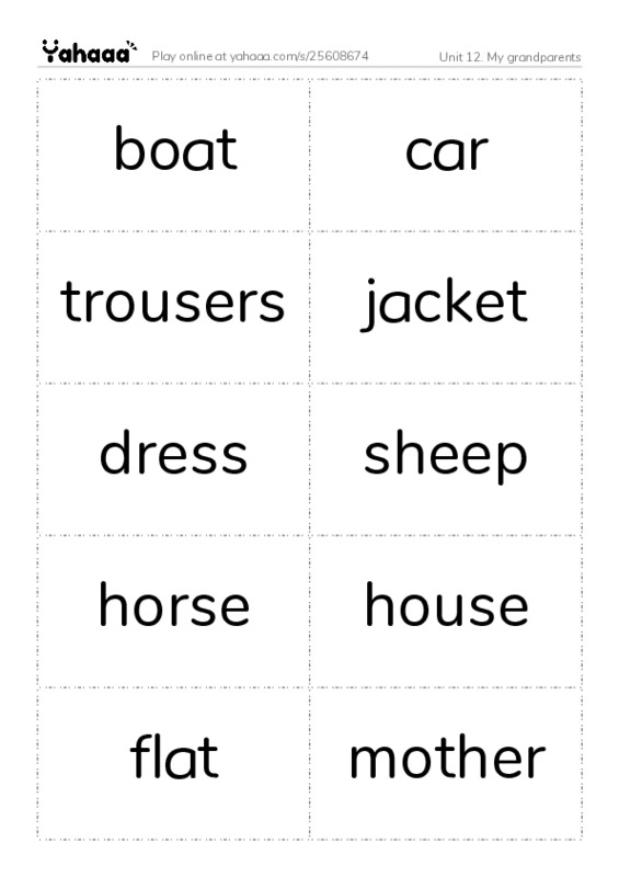 Unit 12. My grandparents PDF two columns flashcards