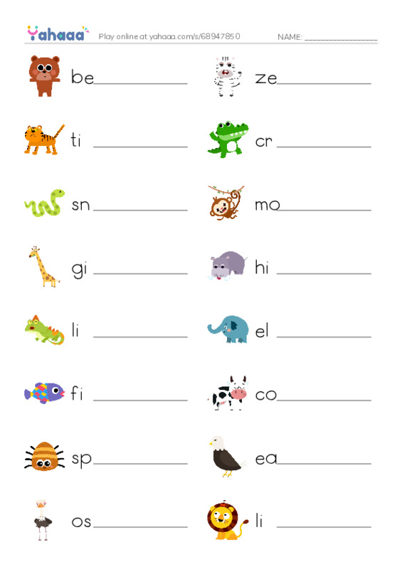 Unit 13. Going to the zoo PDF worksheet writing row