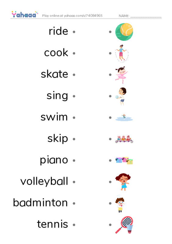 Verbs grade 3 PDF link match words worksheet