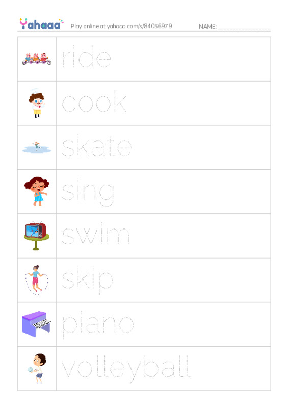 Verbs grade 3 PDF one column image words