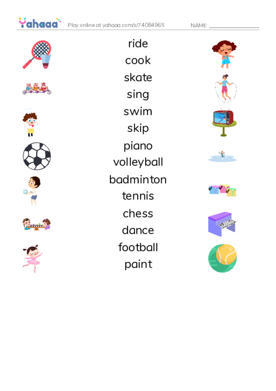 Verbs grade 3 PDF three columns match words