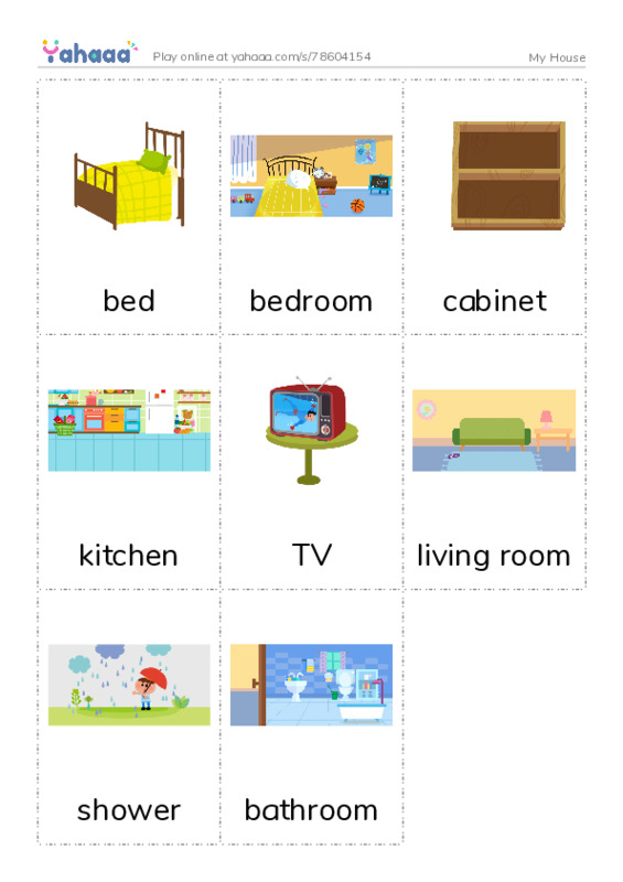 My House PDF flaschards with images