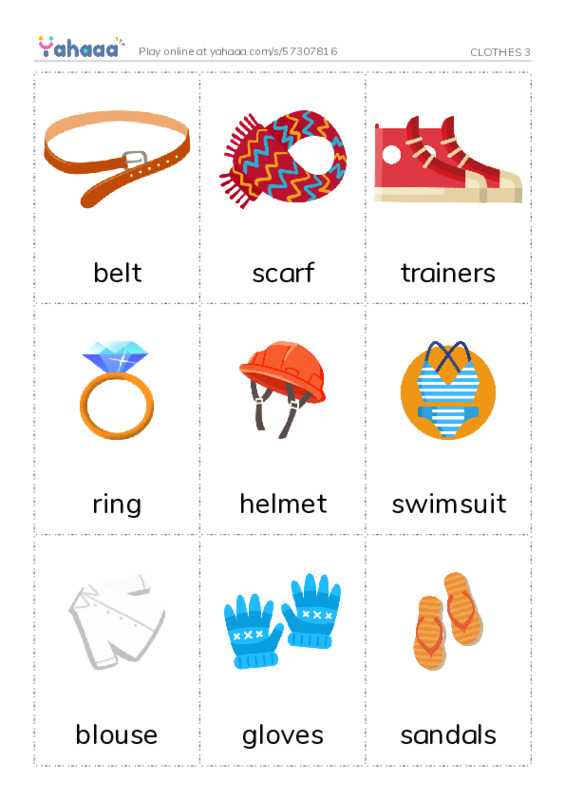 CLOTHES 3 PDF flaschards with images