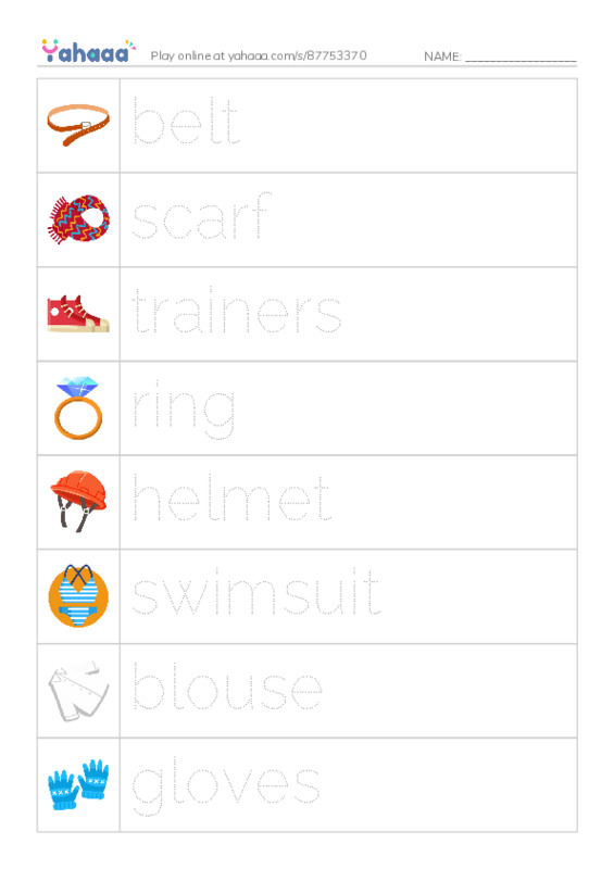 CLOTHES 3 PDF one column image words