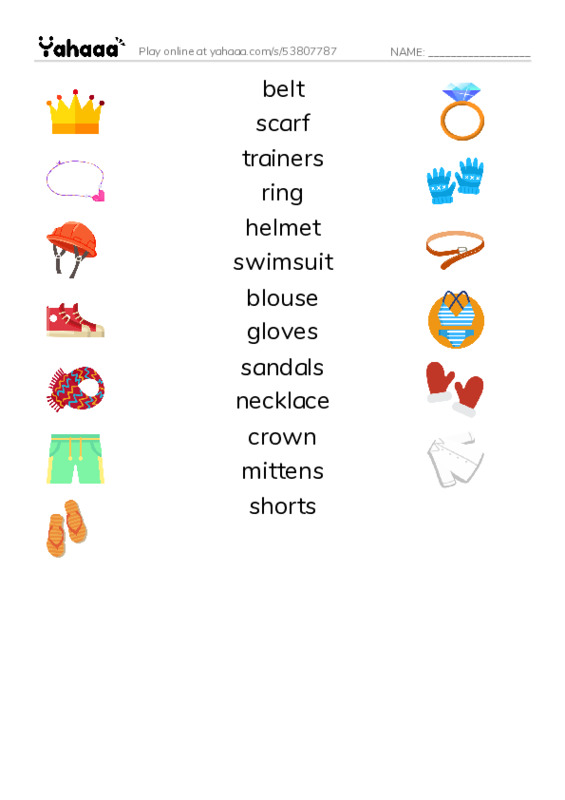 CLOTHES 3 PDF three columns match words