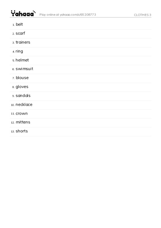 CLOTHES 3 PDF words glossary