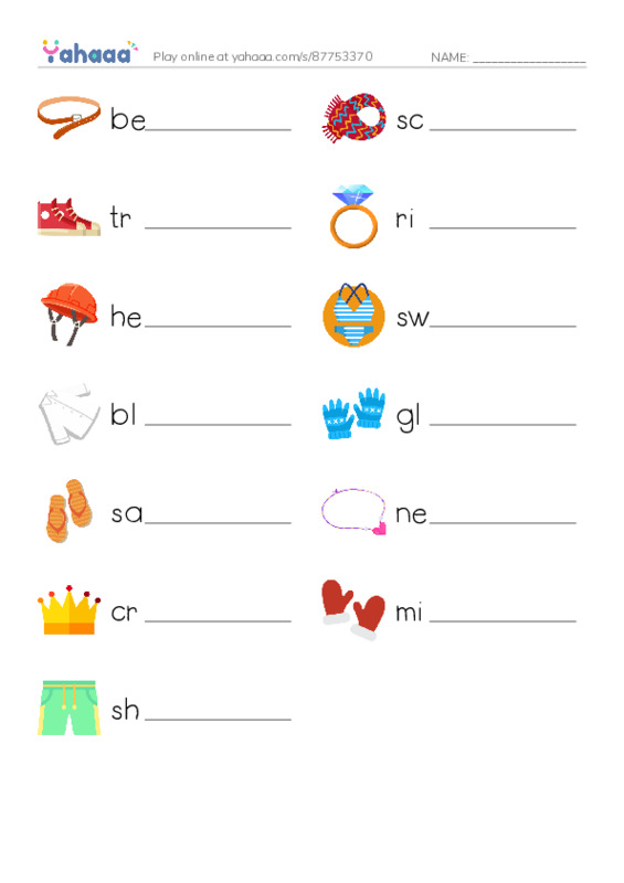 CLOTHES 3 PDF worksheet writing row