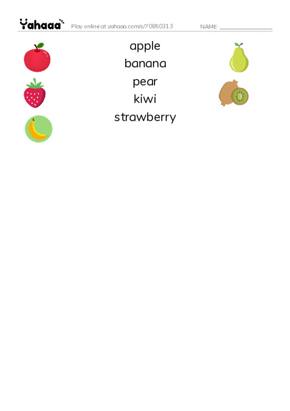 fruits PDF three columns match words
