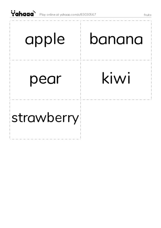 fruits PDF two columns flashcards
