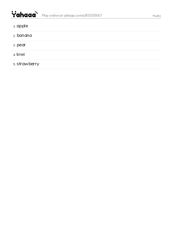 fruits PDF words glossary