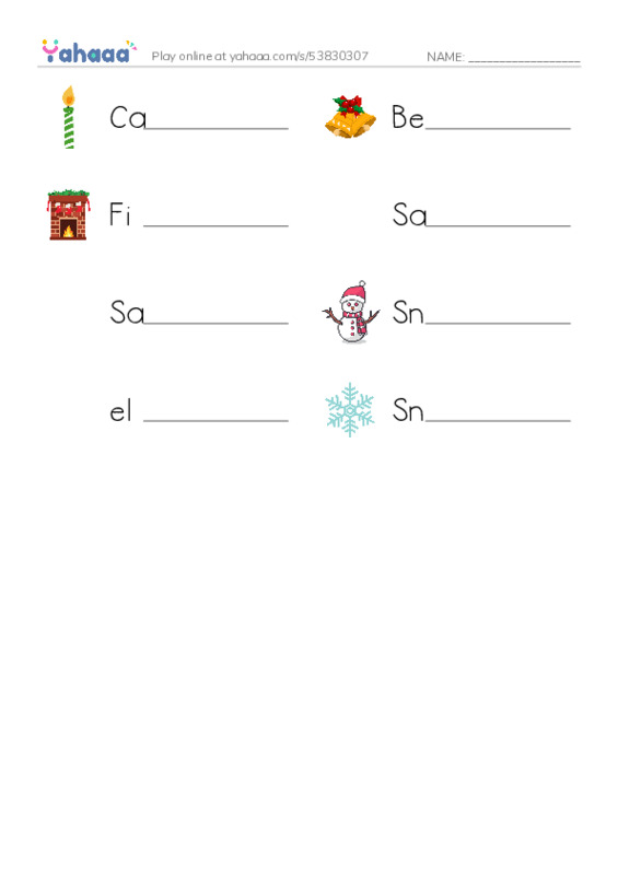 Santa claus PDF worksheet writing row