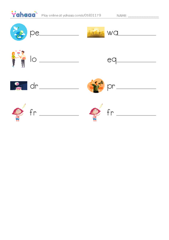 Martin Luther King vocabulary PDF worksheet writing row